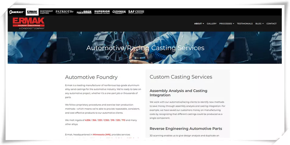 Ermak Foundry and Machining automotive casting manufacturer